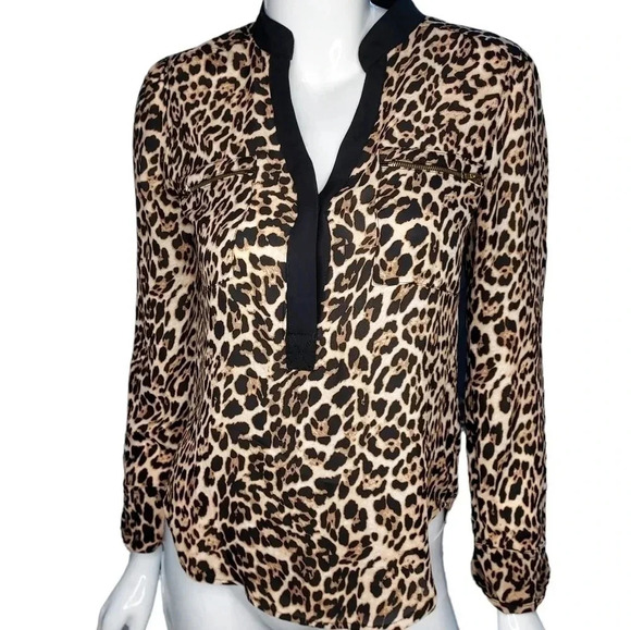 MNK Womens Leopord Print Blouse 100% Polyester Small - Picture 1 of 13